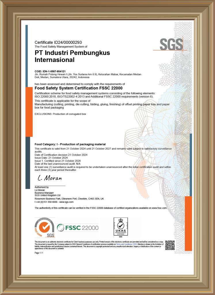 Certificate FSSC 22000