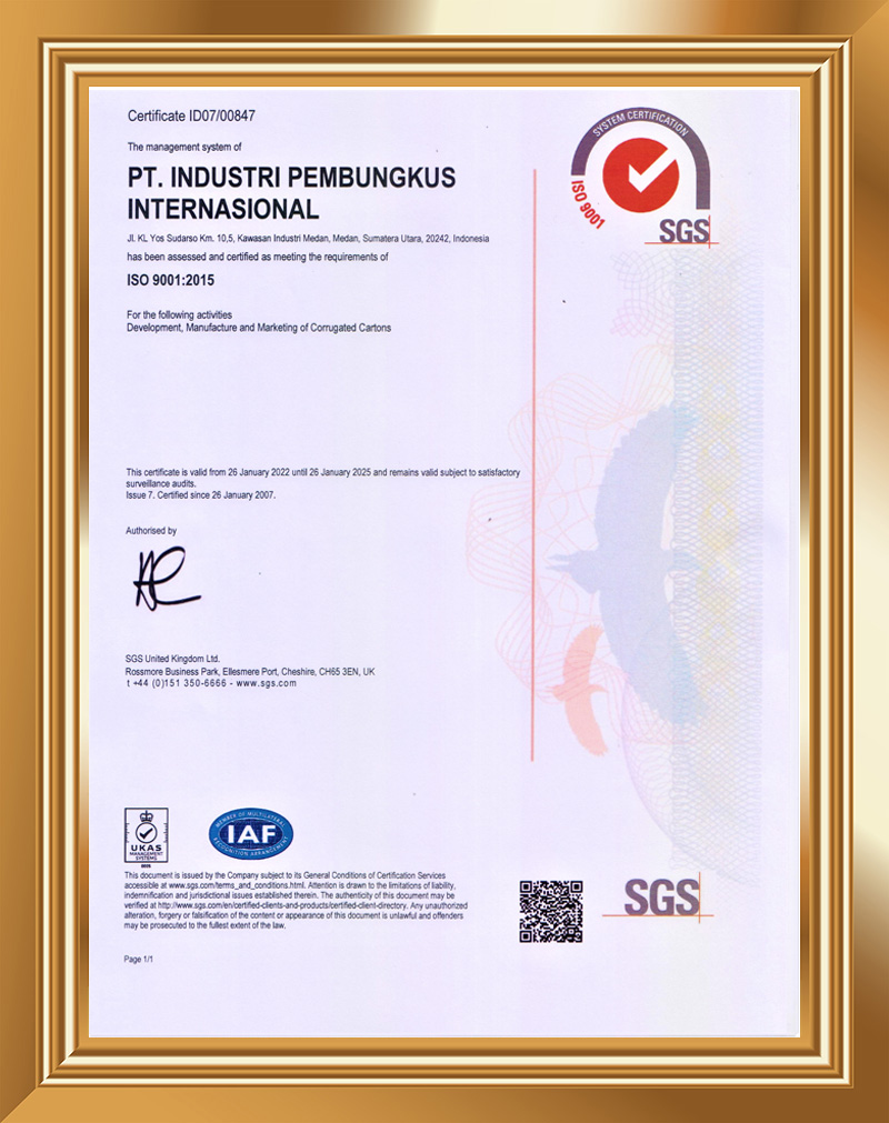 Certificate SGS